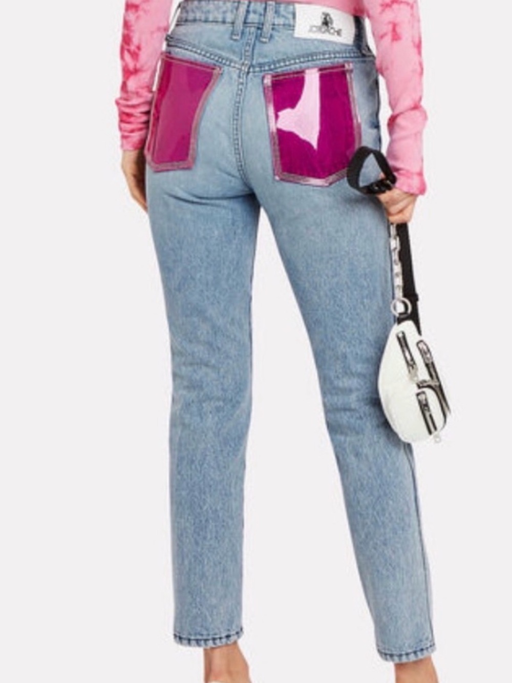 Jordache White Label High Rise Hot Pink PVC Pocket Jeans Sz 28